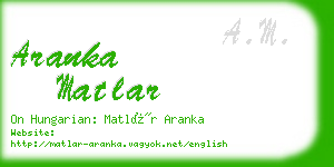 aranka matlar business card